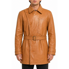 Aviator Flying Three Quarter Pilot Tan Genuine Leather Coat