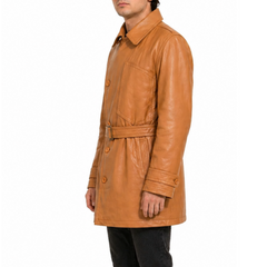 Aviator Flying Three Quarter Pilot Tan Genuine Leather Coat
