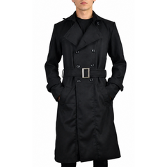 Mens Double Breasted Classic Wool Long Coat