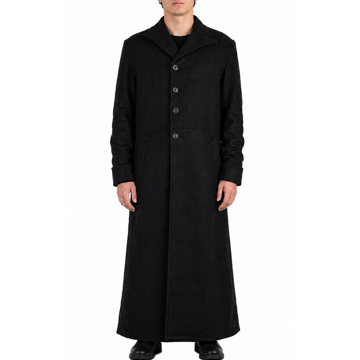 Mens Black Trendy Designers Woolen Long Coat