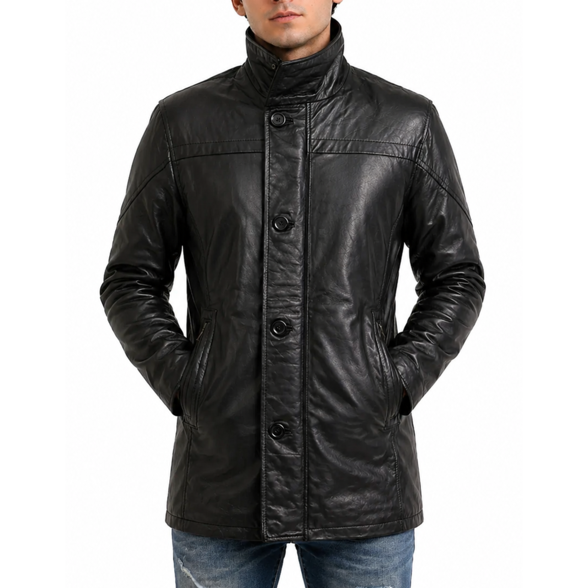 Men's Black Car Coat Leather Jacket – South Beach Leather