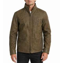Mens Fashion Designer Brown Four Pocket Bruce Leather Jacket
