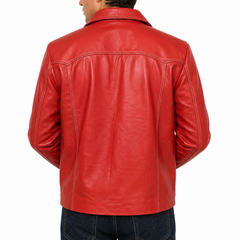 Fight Club Tyler Durden Brad Pitt Red Genuine Sheepskin Leather Jacket