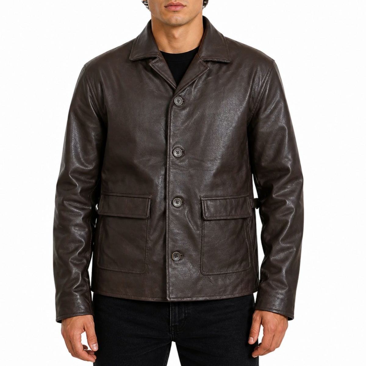 Men's Biker Designer Brown Shirt Style Leather Jacket