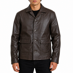 Men's Biker Designer Brown Shirt Style Leather Jacket