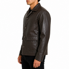 Men's Biker Designer Brown Shirt Style Leather Jacket