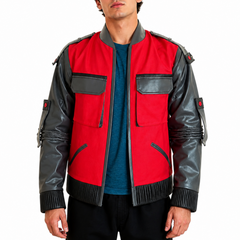 Mens Red & Black Future Designer Trendy Leather Jacket