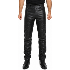 Terminator 2 Arnold Black Costume Straight Leather Pant