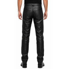 Terminator 2 Arnold Black Costume Straight Leather Pant