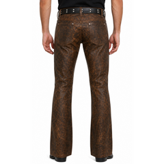 Mens 5 Pocket Antique Brown Leather Jeans Pant