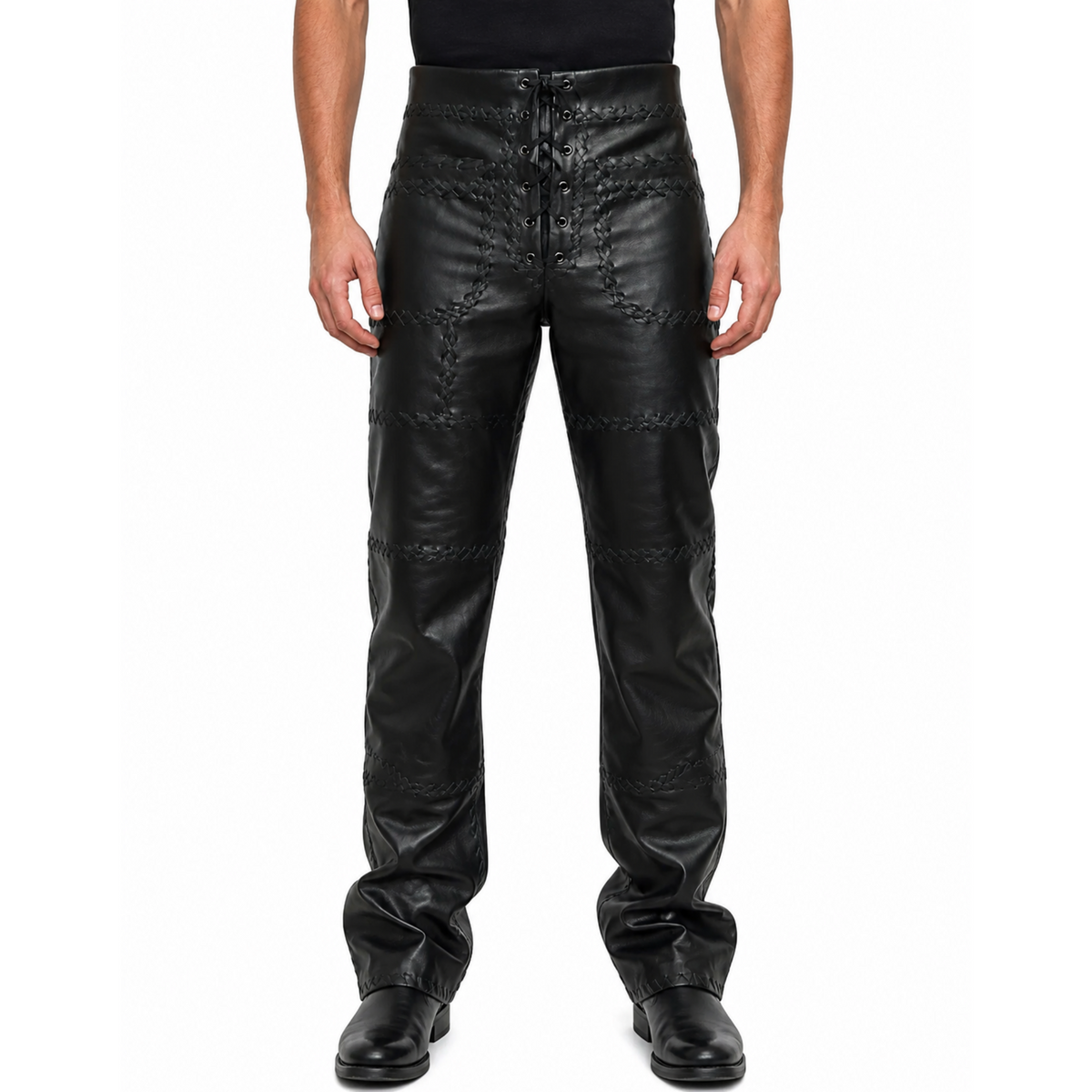 Dave Navarro Black Rockstar Designer Celebrity Wear Leather Pant