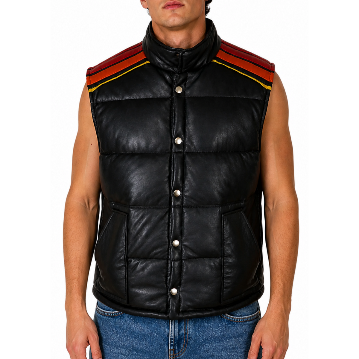 Vintage Tyler Durden Fight Club Simpson Puffer Leather Vest
