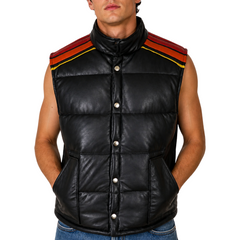 Vintage Tyler Durden Fight Club Simpson Puffer Leather Vest