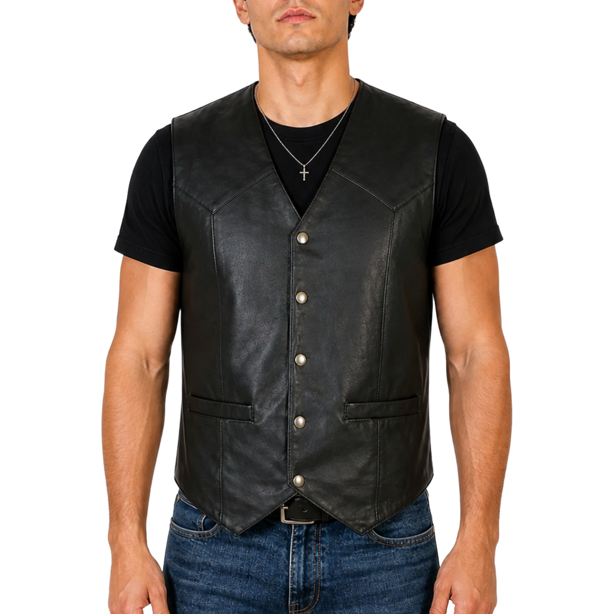 Mens Biker Designer Motorbike Leather Vest