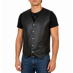 Mens Biker Designer Motorbike Leather Vest