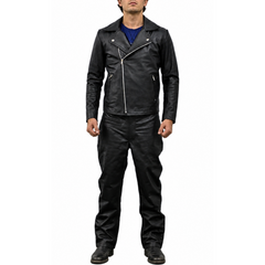 Mad Max 2 The Road Warrior Mel Gibson Black Leather Jacket And Pant Complete Suit Costume