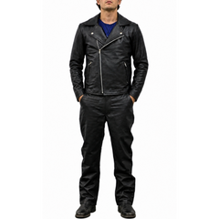 Mad Max 2 The Road Warrior Mel Gibson Black Leather Jacket And Pant Complete Suit Costume