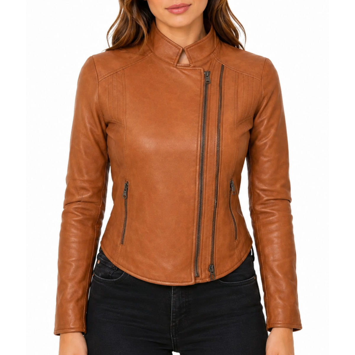 Women's Style Distressed Brown Leather Jacket