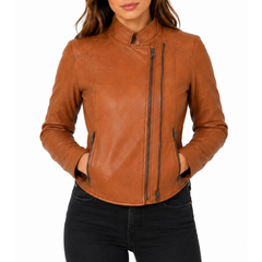 Women's Style Distressed Brown Leather Jacket
