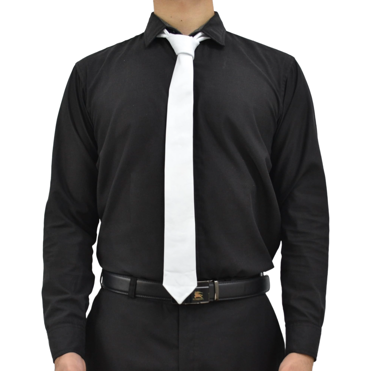 White Genuine Leather Necktie Tie