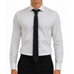 Black Genuine Lamb Leather Necktie Tie