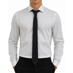 Black Genuine Lamb Leather Necktie Tie