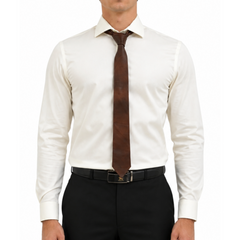 Antique Brown Genuine Leather Necktie Tie