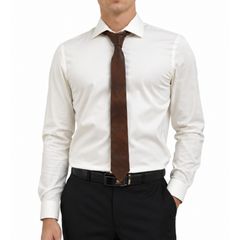 Antique Brown Genuine Leather Necktie Tie