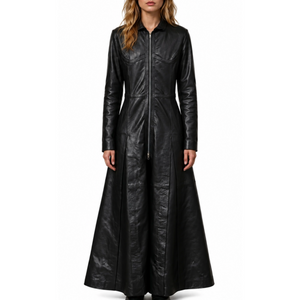 Ladies Trinity Matrix Black New Rock Gothic Leather Coat – South