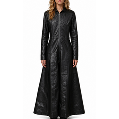 Ladies Trinity Matrix Black New Rock Gothic Leather Coat