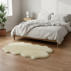 White Genuine Sheepskin Shearling Fur Rug - Luxury Area Carpet Mat
