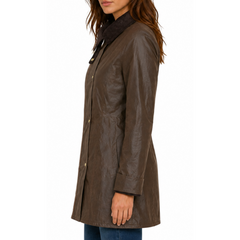 Women's Casual Style Vintage Brown Leather Coat