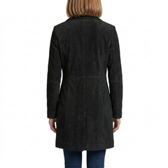 Women's Suede Leather Trench - Ladies Mid-Length Suede Coats