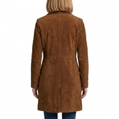 Women's Suede Leather Trench - Ladies Mid-Length Suede Coats