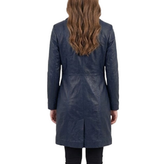 Women's Real Sheepskin Leather Black Coat - Black Mid-Length Trench
