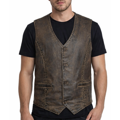 Men's Vintage Real Soft Lambskin Leather Biker Waistcoats