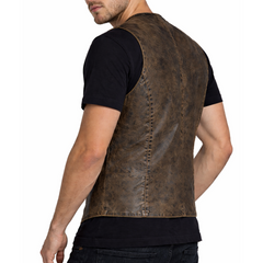 Men's Vintage Real Soft Lambskin Leather Biker Waistcoats