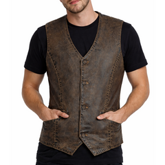 Men's Vintage Real Soft Lambskin Leather Biker Waistcoats