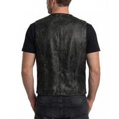 Men's Vintage Real Soft Lambskin Leather Biker Waistcoats