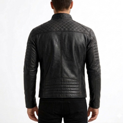 Men's Brown Lambskin Leather Jacket - Cafe Racer Motorcycle Outerwear Jacket