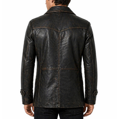 Men's Dr Who Double Breasted Black Vintage World War II Leather Coat