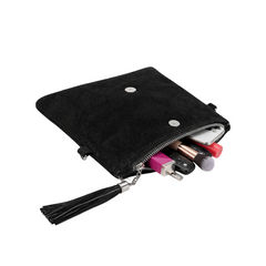 Women's Suede Leather Fold-Over Crossbody Bag With Coin Pouch