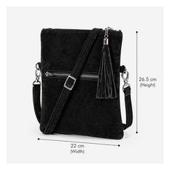Women's Suede Leather Fold-Over Crossbody Bag With Coin Pouch