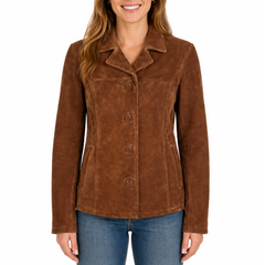 Women's Real Suede Leather Jackets - Single Breasted Coats For Women