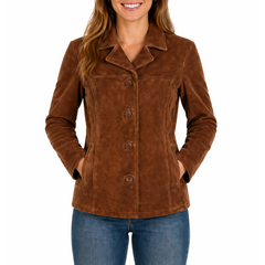 Women's Real Suede Leather Jackets - Single Breasted Coats For Women