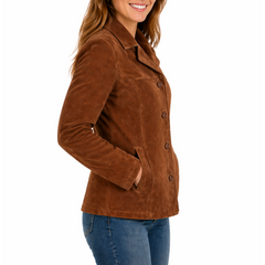 Women's Real Suede Leather Jackets - Single Breasted Coats For Women