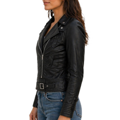 Women's Real Leather Slim Fit Biker Motorcycle Jacket