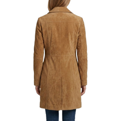 Women's Suede Leather Trench - Ladies Mid-Length Suede Coats