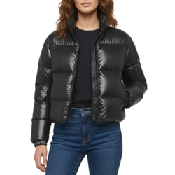 Women's Black Puffer Quilted Winter Bomber Jacket
