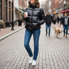 Women's Black Puffer Quilted Winter Bomber Jacket